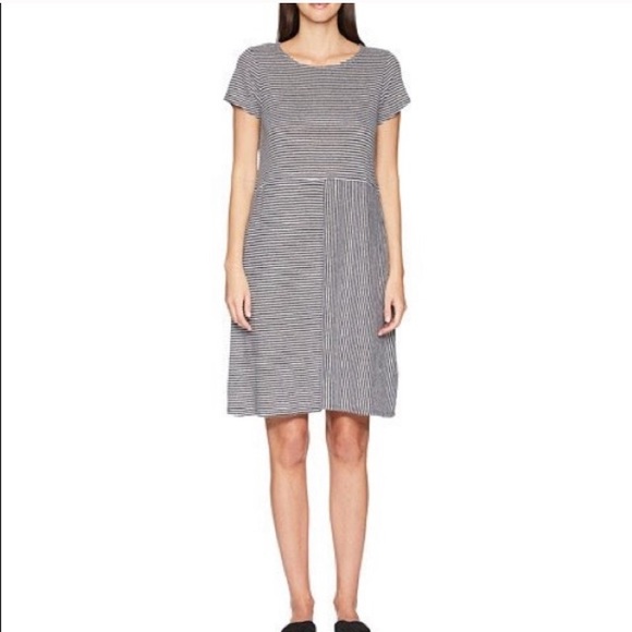 eileen fisher striped linen dress